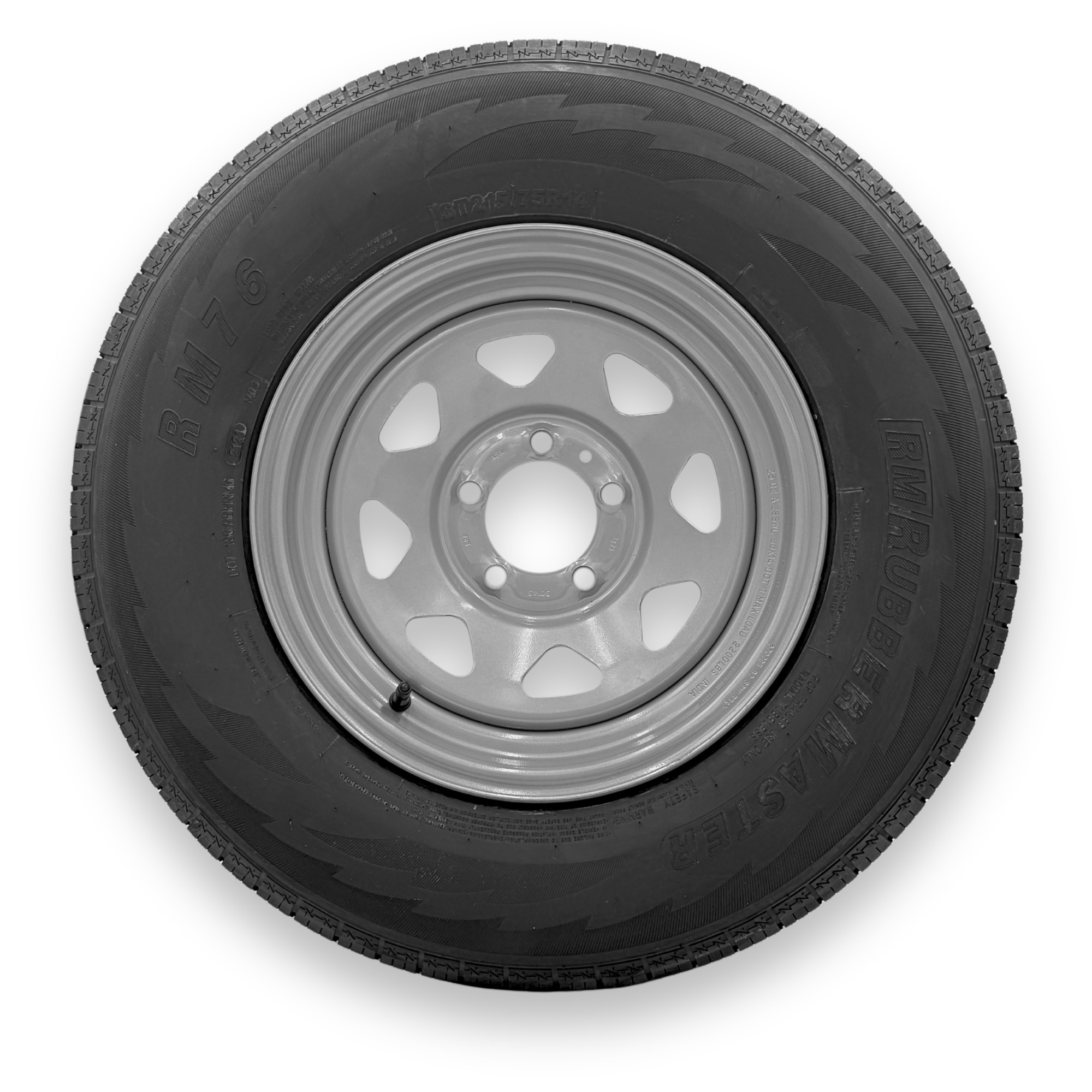 RubberMaster Highway Rib Tire — ST215/75R14, 6 Ply, TL, 5 on 4.5 Bolt, Silver Eight Spoke Wheel, Model# 599328SIL